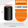 110x300m Wax & Resin Full Resin Water Washable Thermal Transfer Ribbon Roll for Barcode Label Printers.