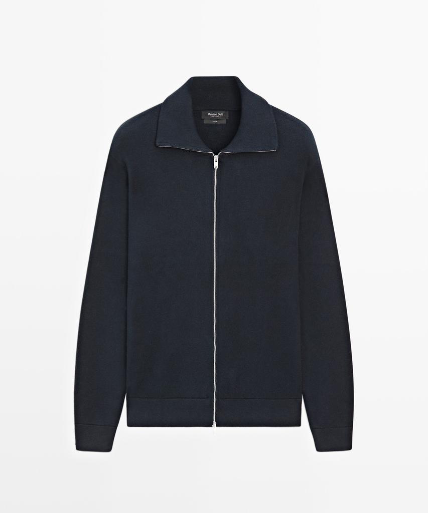 Massimo Dutti 100% Cotton Zip-Up Knit Cardigan