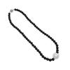 Black & White Melody Necklace: 925 Sterling Silver Clasp, Natural Black Agate & Shell Pearl, Elegant Women's Gift