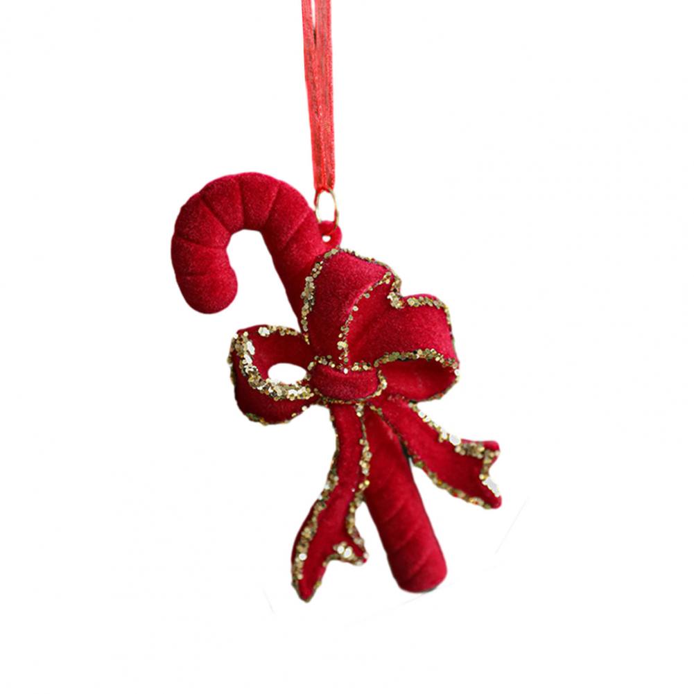 Christmas Ornaments Red Flocking Bell Wreath Snowfall Elk Pendant Snowy Winter Decor for Tree Hanging