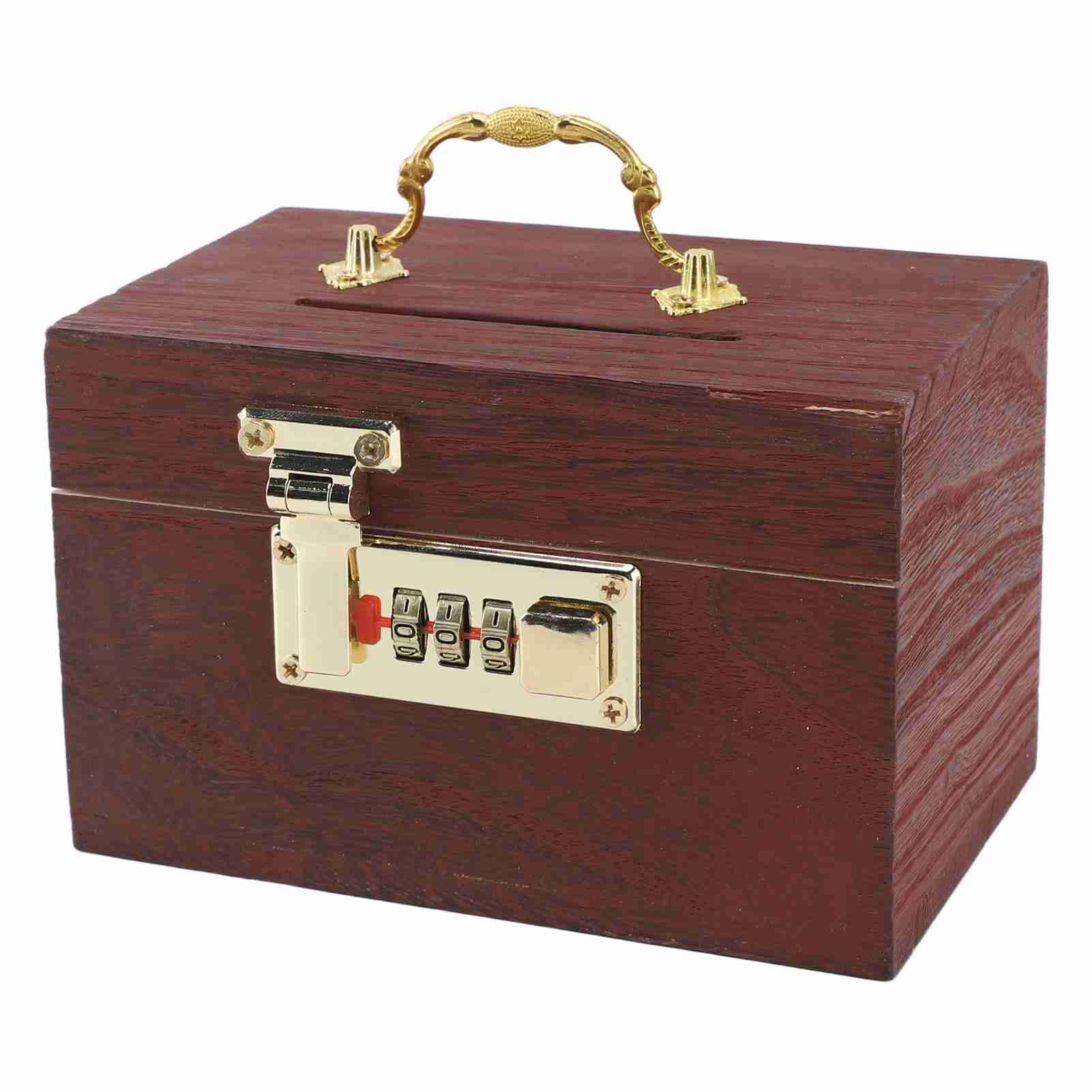 

Запирающийся деревянный ящик для хранения денег с паролем, старинный деревянный сундук для хранения денег, валюта, ящик для хранения наличных денег с ручкой Without Hemmed Edges