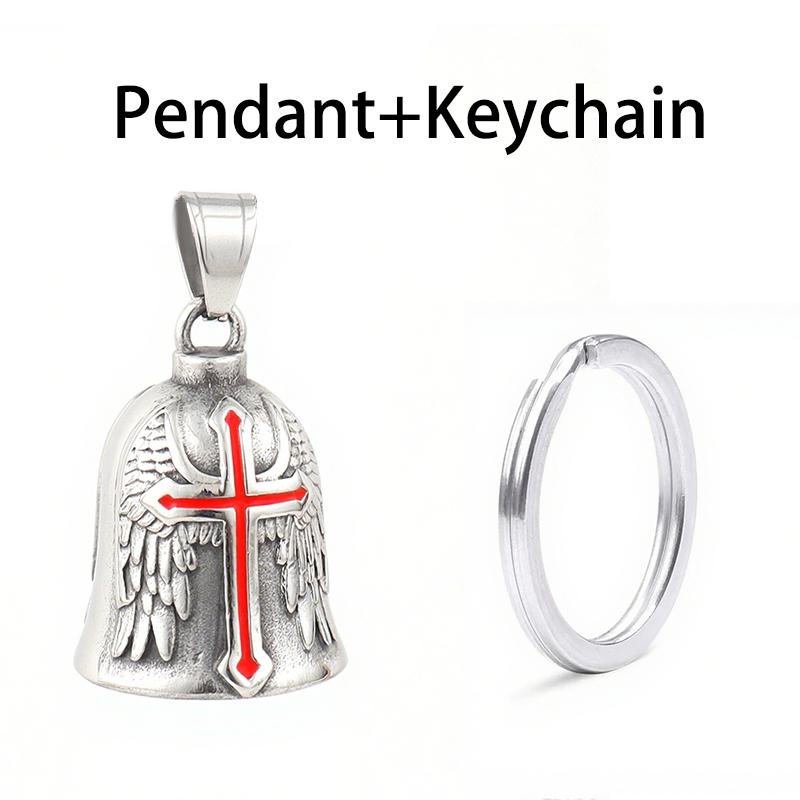 Vintage Stainless Steel Luck Bell Pendant Charm Riding Amulet Necklaces For Men Fashion Motorcycle Hip Hop Rock Party Jewelry