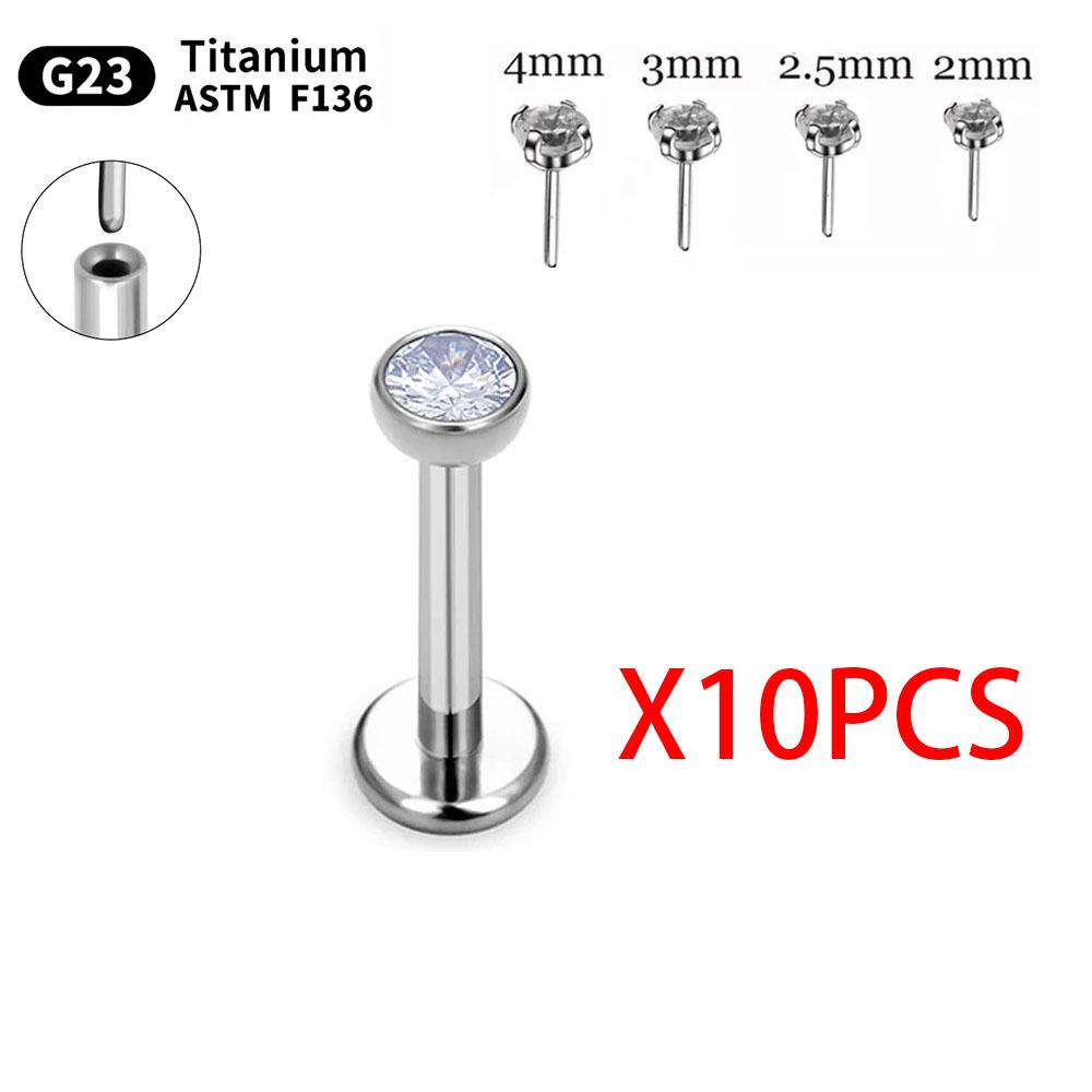 10 pezzi Titanio G23 Piercing Labret Stud per Labbra Orecchini Per Donne Gioielli per il Corpo Nasale 20/18/16G labret