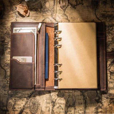 Retro Cowhide Travel Planner and Diary - A6/A7 Loose-Leaf Notebook