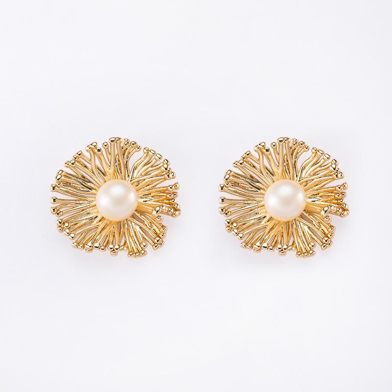 Elegant Freshwater Pearl Fireworks Flower Earrings - S925 Luxury Versatile Jewelry for Women