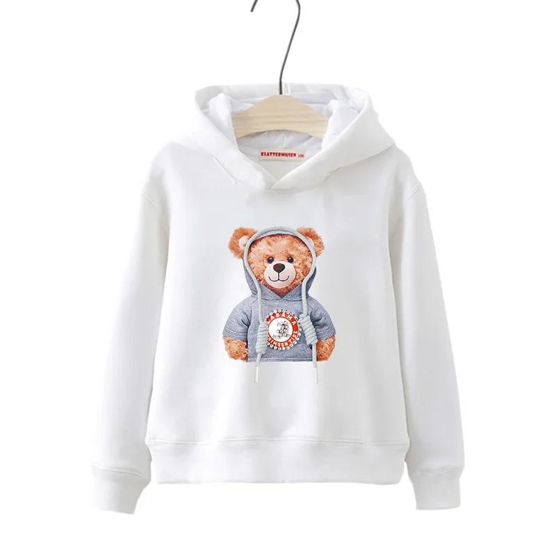 Herbst Winter Langarm Teddybär Print Kinder Hoodie Kinder Mädchen Jungen Cartoon Street Casual Hip-Hop Sweatshirts Pullover Oberteil