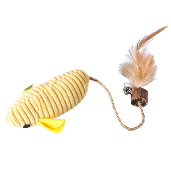 Plush Mouse Cat Toy Stuffed Mouse with Silver Vine Interactive Cat Mouse Toy with Tail Feathers Bell Kitten Kicker Toy