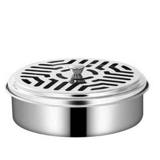 Stainless Steel Mosquito Coil Holder with Lid - Outdoor Portable Incense Burner