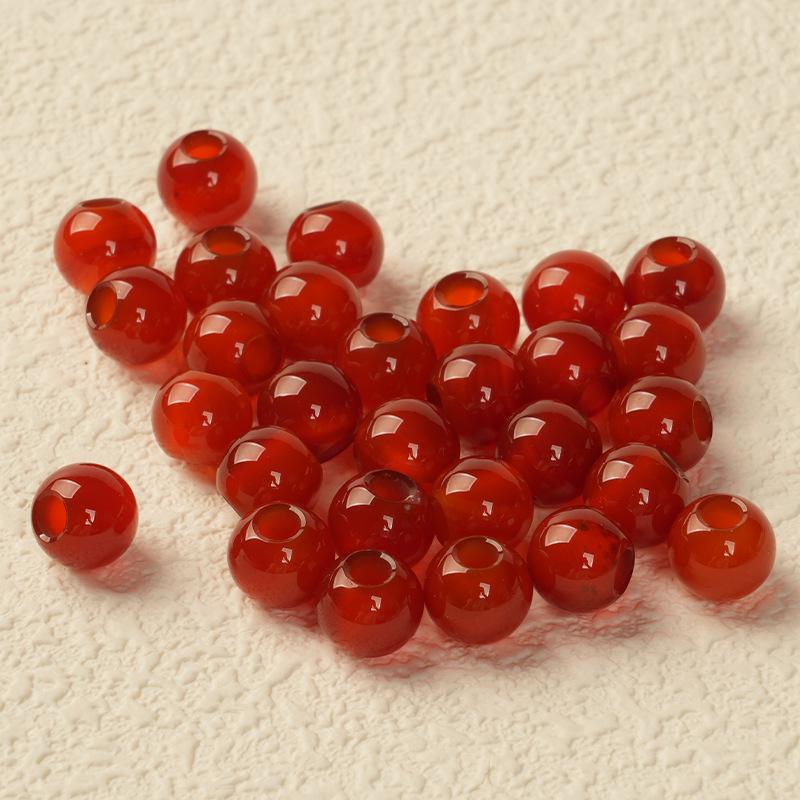 Cuentas de Ágata Roja Natural: Cuentas de Agujero Grande para Pulseras DIY, Collares y Accesorios de Joyería