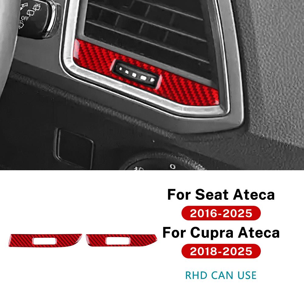 For SEAT Ateca 5F 2016-2025 For Cupra Ateca 5F 2018-2025 Real Soft Carbon Fiber Sticker LHD RHD Car Central Control Air Outlet