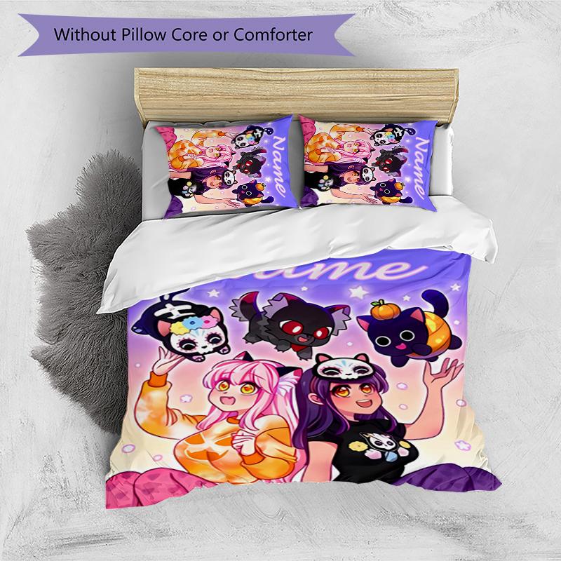 Set Biancheria da Letto Aphmau Personalizzato con Nome 3 Pezzi Copripiumino Chiusura Include 1 Copripiumino & 2 Federe per Tutte le Stagioni Decorazione Camera da Letto