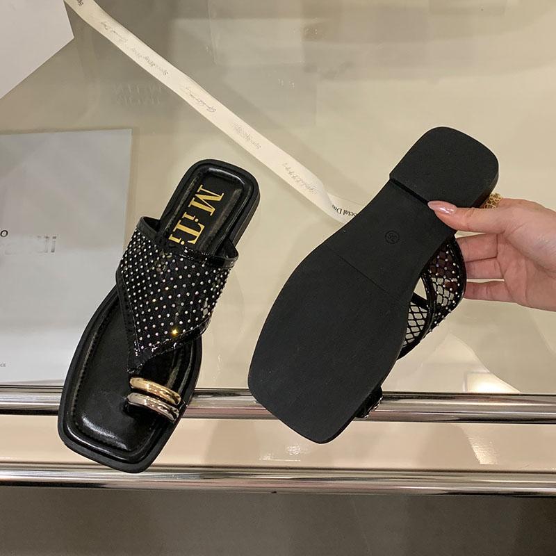 Fashion Fashion Metal Ladies Flats Slippers Sandals Shoes New In Summer Beach Slides Women Flats Slippers Shoes Female Flip flops
