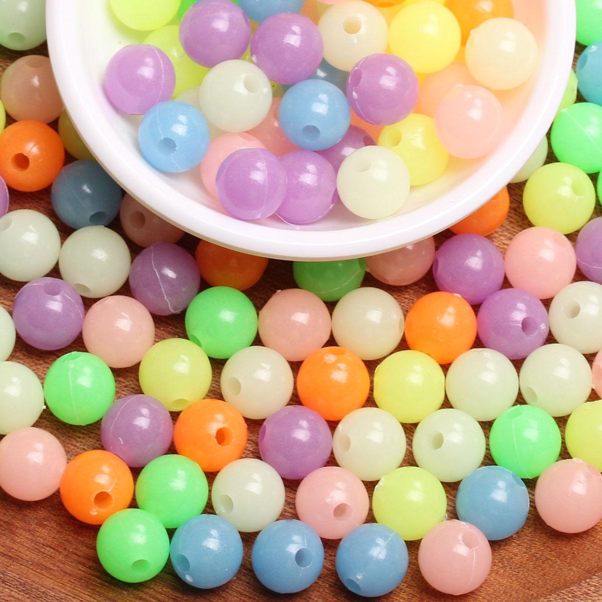 

500 г 6 мм/8 мм/10 мм DIY Ювелирные аксессуары Светящиеся круглые креативные бусины ярких цветов Ожерелье Изготовление браслетов Акриловые материалы ручной работы 10mm разноцветный