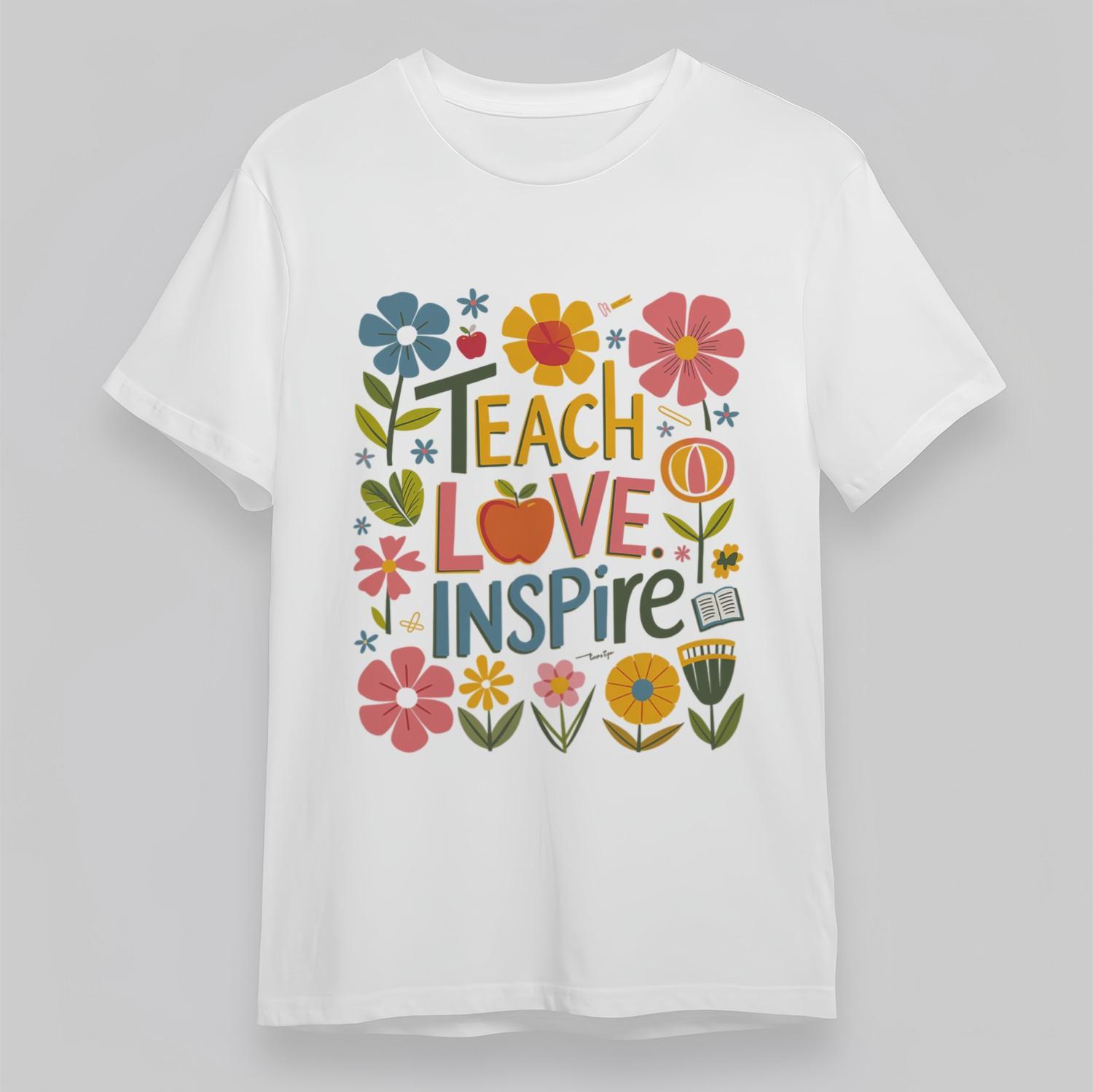 Women s Plus Size Soft Comfortable Classic T-Shirt Mens Womens Tees Top Teach Love Inspire Floral Tee 3XL