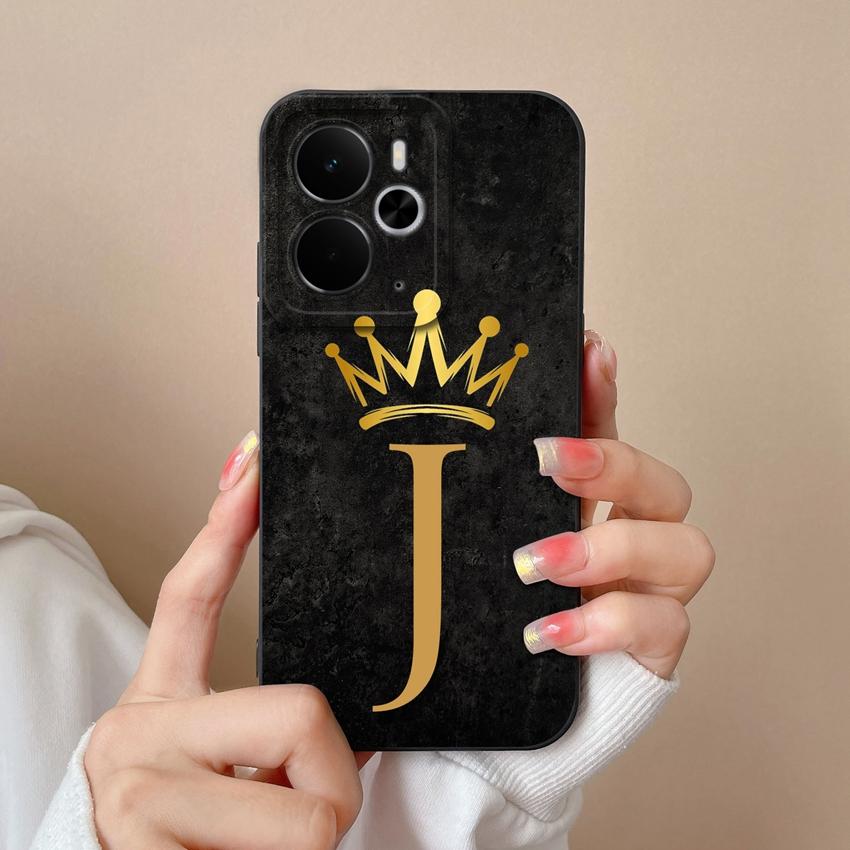 For Oppo Realme 14 15 16 13 Pro 14T 14X 15T 15X 14ProLite Phone Case Luxury Gold Crown Letters Shell Lightweight Matte Silicone Camera Protector Cover