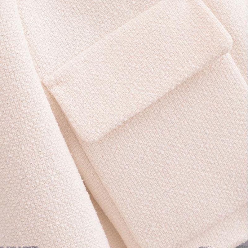 Kaslead New Arrival Women's Clothing Fashion Style Fashion Polo Collar Long Sleeves Short Tweed Outwear Skirt Suit