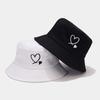 Unisex Cotton Fashion Basin Hat Outdoor Casual Beach Travel Sun Bucket Hats Simple Love Embroidery Fisherman Caps