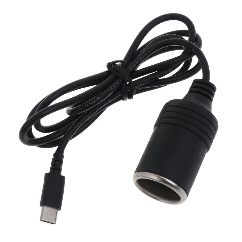 Upgrade USBC to Car Cigarette-Lighter Cable Converter USB Cigarette-Lighter Adapter Female Converter Cable Portable