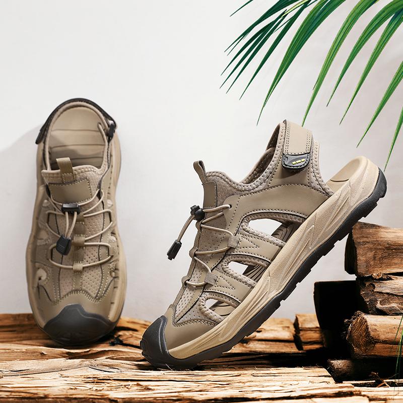 Fashion Handmade Men Sandals Men's Summer Sandals Outdoor Flats Non-Slip Hiking Shoes Men Beach Slippers All-match Casual Sports Shoes