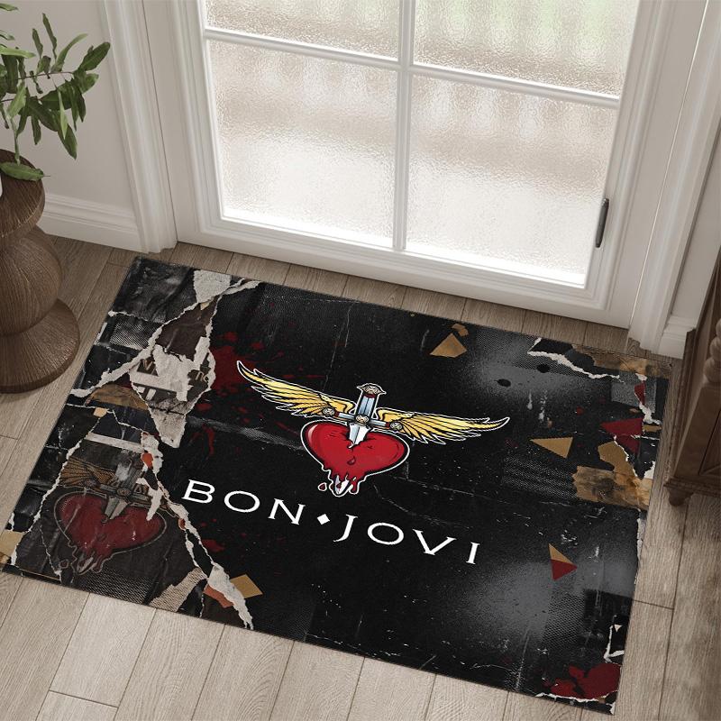 Bon Jovi Design Crystal Velvet Carpet Cozy Non?Slip Printed Rug For Bedroom Living Room Entrance