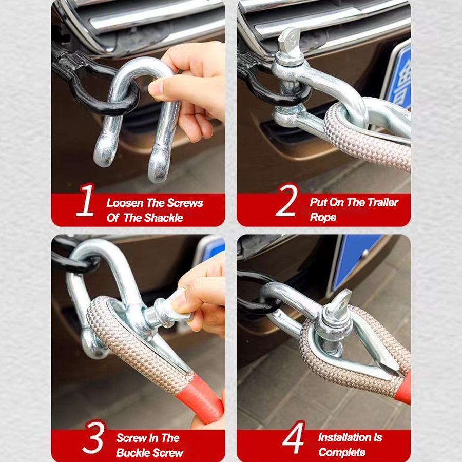 Multiple Sizes Car Outdoor Off-road Trailer Tow Rope Emergency Rescue Rope Thicker Car Nylon Colour Changing Nylon Pulling Rope