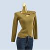 Round Neck Thick Long Sleeves Short Pure Color Soft Soft Knitting Sweater Stylish Cut Out Bottoming Shirt Slim Fit Inner Wear Fall and Winter