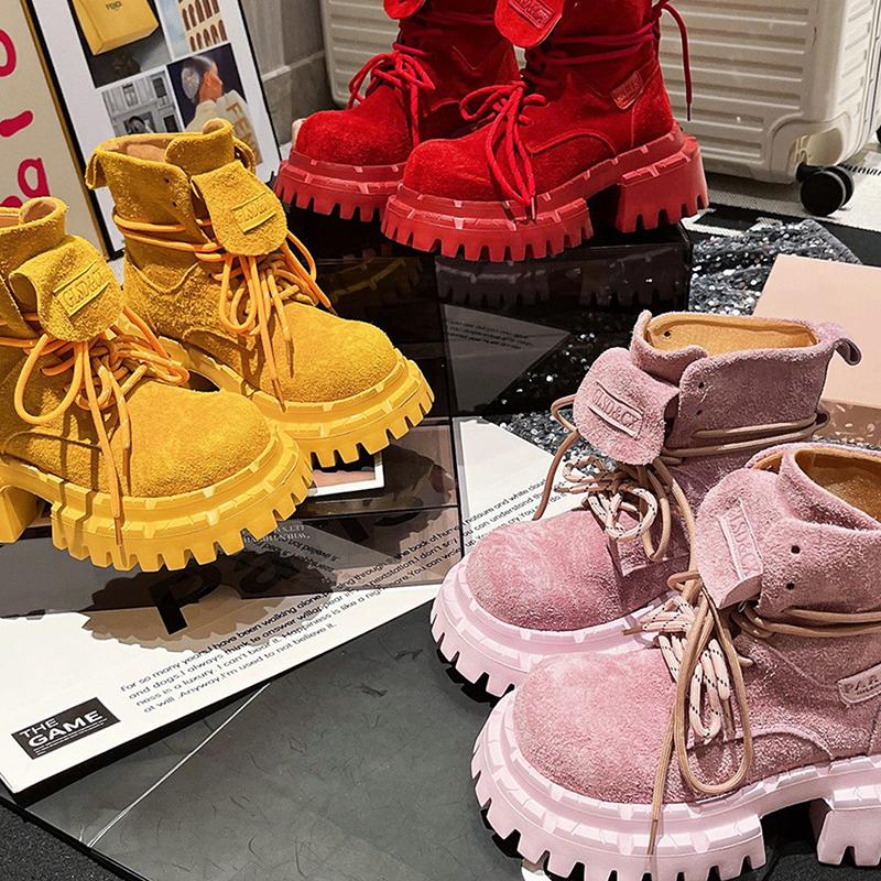 Ankle Boots Women Flats Platform Shoes Fashion Winter Boots Suede Cozy Chelsea Botas