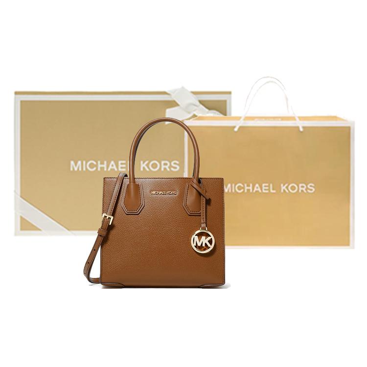 New MICHAEL KORS Mercer Cow Leather Trunk Bag, Handbag, Shoulder Bag, Crossbody Bag Women's Warm Brown 35S1GM9M2L-230