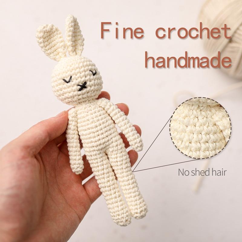Baby Handmade Rabbit Toys Cute Crochet Bunny Doll Stuffed Cotton Toy Soothing Infant Sleeping Make Sound Birthday Gifts for Kids