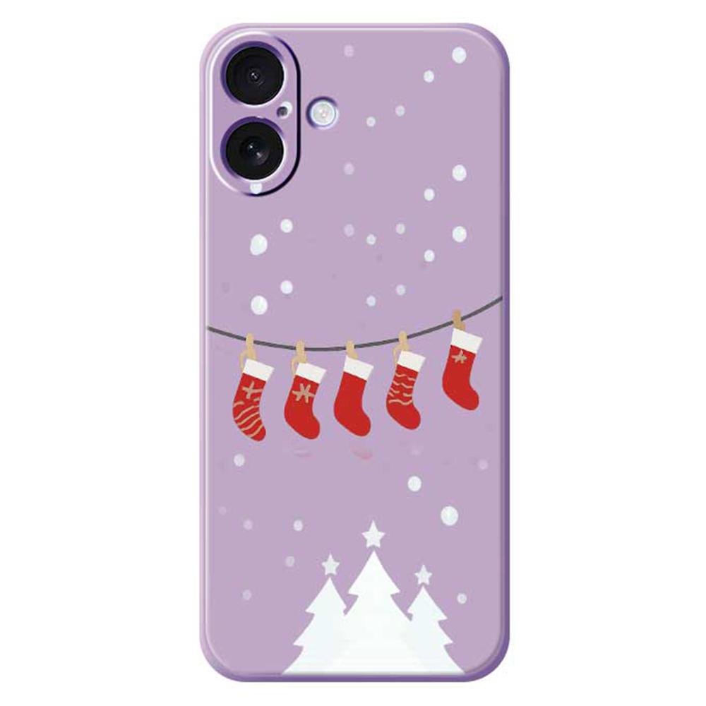 

Чехол для iPhone 17 с принтом рождественских чулок, ТПУ задняя крышка для телефона с прямыми краями Purple