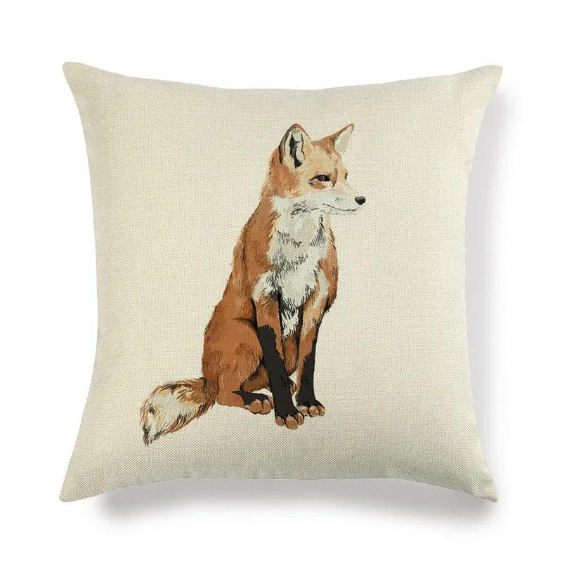 Lovely Fox Pattern Linen Pillow Cushion Cover Office Living Room Bedroom Sofa Car Decorative Pillowcase 45*45cm