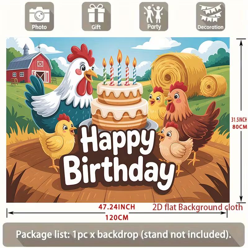 2D Cartoon Bauernhof Geburtstag Hintergrund Hühnerfarm Thema Hintergrund für Kinder