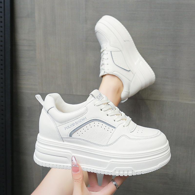 Popular Little White Shoes 2025 Spring and Autumn New Shoes Fashionable Versatile Thick Baseplate Shoes Casual Shoes Muffin Sports Shoes Women
