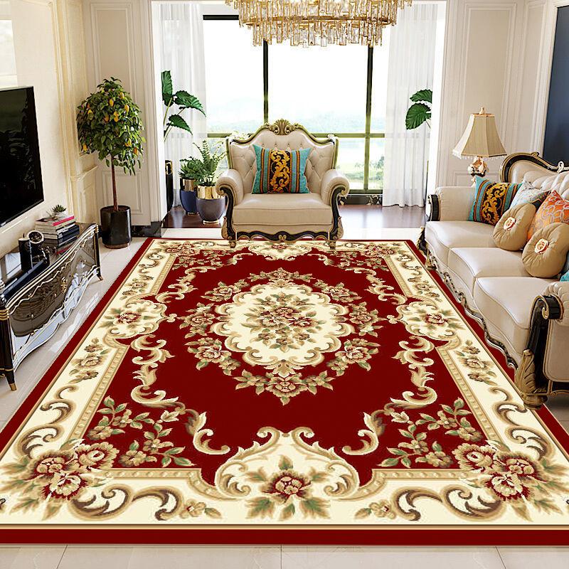 Classical Big Size Living Room Carpet 140x200 Red Luxury Home Decoration Bedroom Soft Area Rug European Room Decor Washable Mat