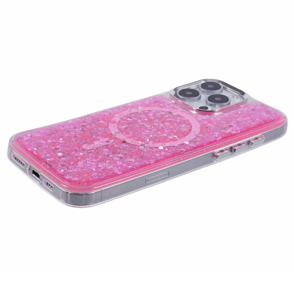 For iPhone 16 Pro Max Case Compatible with MagSafe Glitter Sequin Epoxy TPU+Acrylic Phone Cover