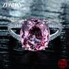 925 Sterling Silver Charm Pink Zirconia Ring for Women Fashion Wedding Engagement Jewelry Gift