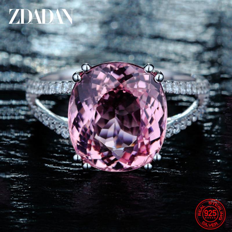 925 Sterling Silver Charm Pink Zirconia Ring for Women Fashion Wedding Engagement Jewelry Gift