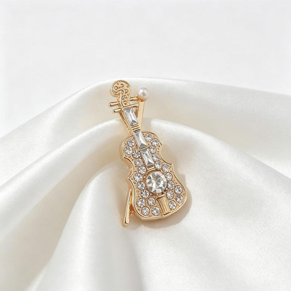 Korean Fashion Personality Daily Violin Brooch, Versatile Brooch Music Instrument Design Concert Accessory