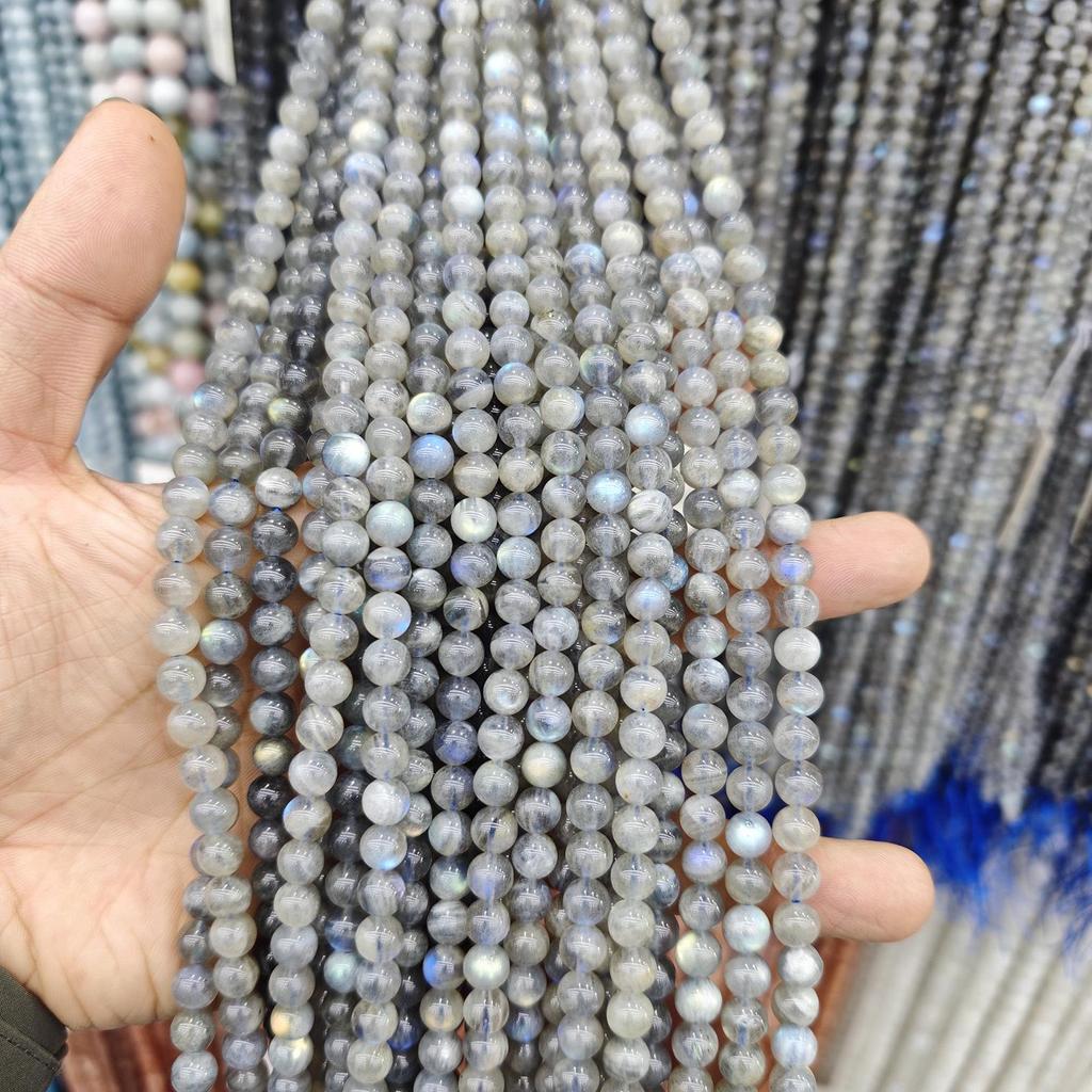 Natural Light Gray Moonstone Labradorite Beads for DIY Bracelet/Necklace Accessories