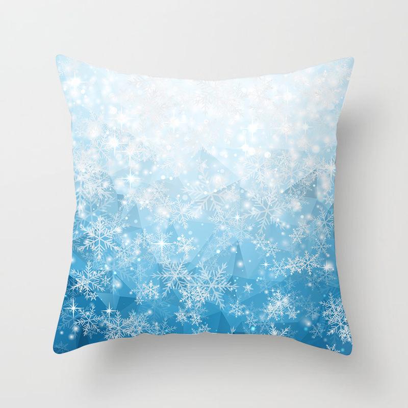 Wish Home Christmas Snowflake Digital Printing Peach Skin Car Pillow Cushion Pillow Case