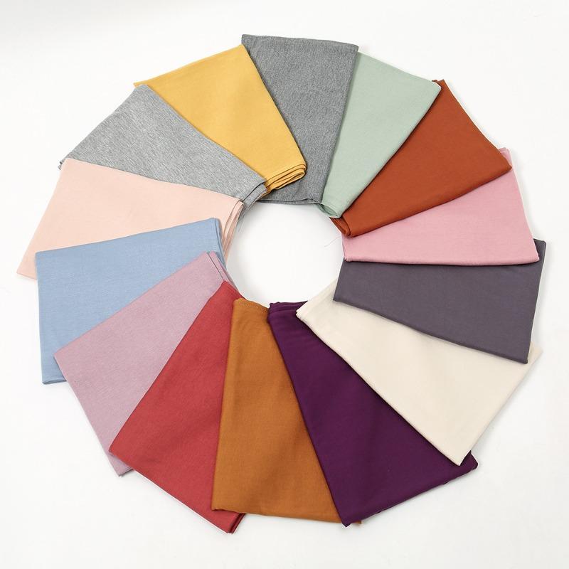 New solid color mercerized cotton sweat cloth headscarf hot-selling monochrome soft scarf YW