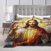 Jesus Christ Angelic Heart Religious Blanket Soft Warm Flannel Throw Blanket Bedspread for Living room Picnic Travel Home Sofa