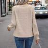 Women Shirt Puff Long Sleeve Stand-Up Collar Soft Stretchy Pullover Tops Hollow Design Casual Tops Office Casual Wear