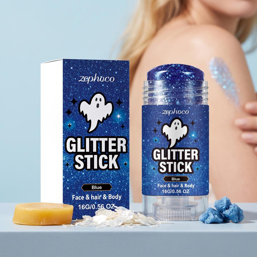 Halloween Glitter Makeup Stick Blue Shimmer Face & Body Makeup Stick Festival Party Cosmetic Stick