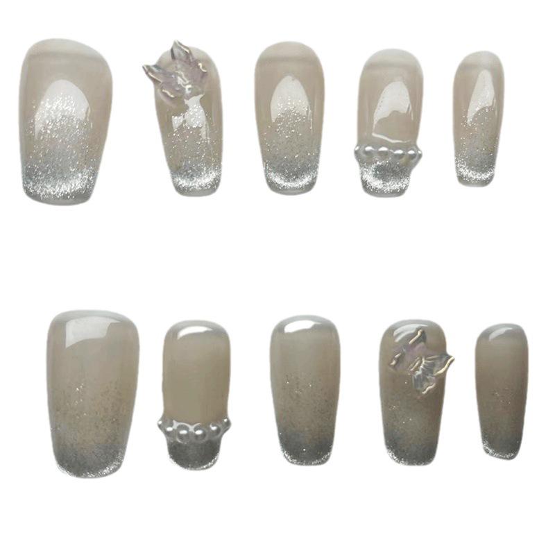 Aurora Butterfly Cat Eye Nail Art Stickers - Handmade Wearable Gel Nails
