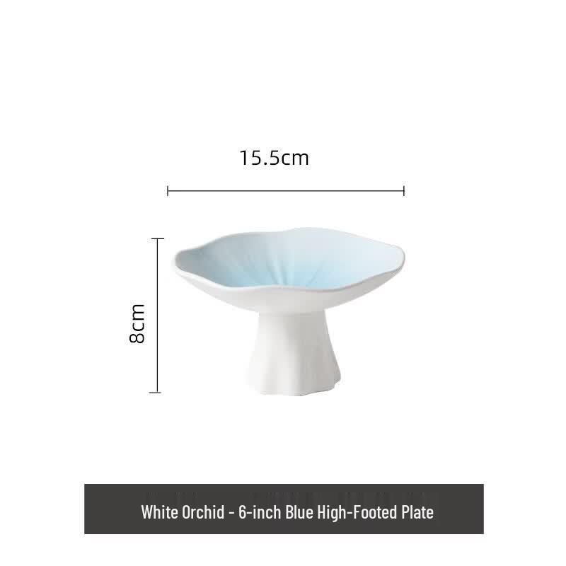 Yuanjian Ceramic Footed Dessert & Display Plate, 6-inch