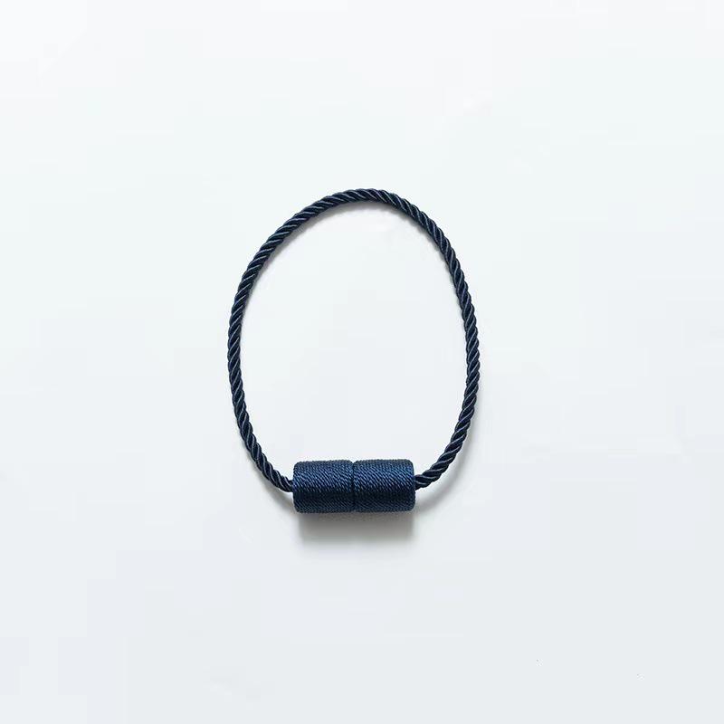 Modern Simple Magnetic Curtain Tieback with Cylindrical Three-Strand Rope Design, No-Punch Installation