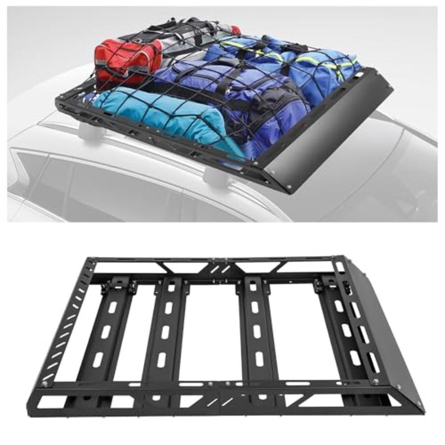 50" x 39" x 4.75" Roof Rack Cargo Basket W/Cross Bars Fit for Car SUV Pickup Truck Van Universal Top Cargo Carrier Metal Luggag