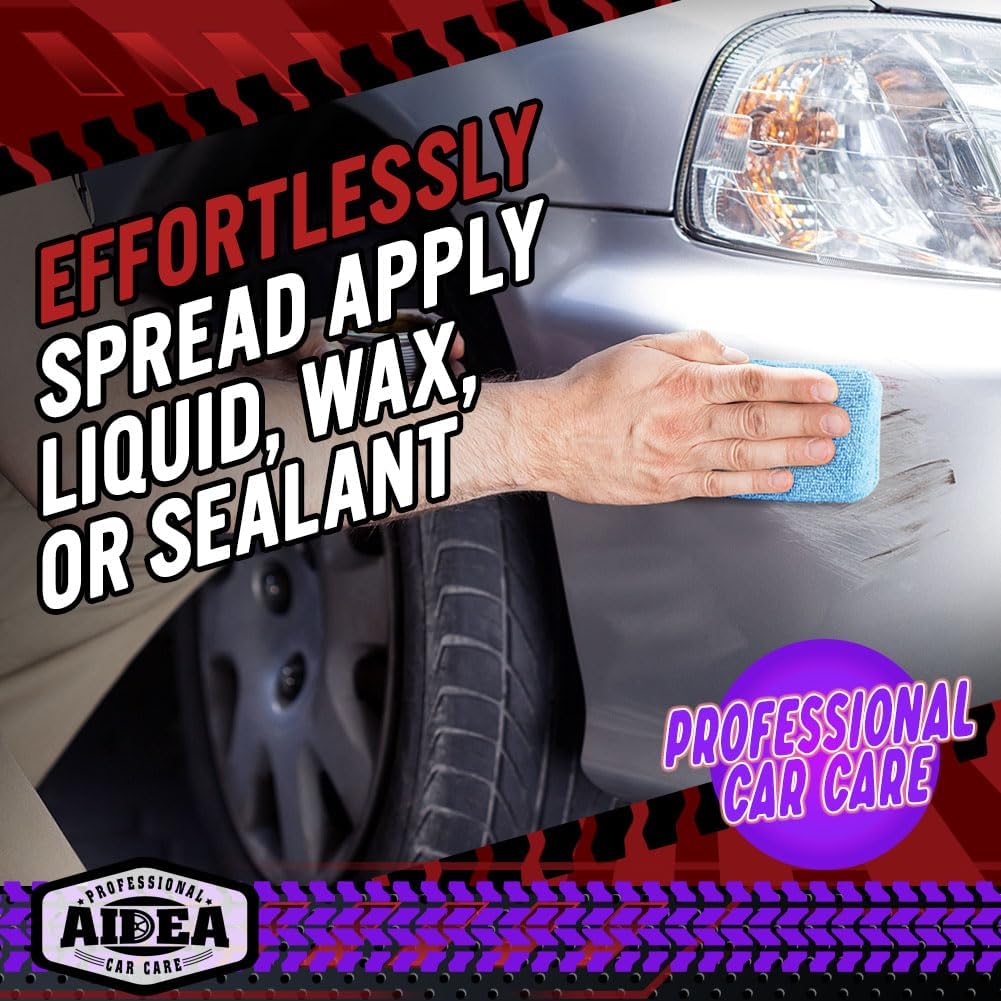 AIDEA Microfiber Applicator Pad-8Pack, Car Wash Sponge, Premium Microfiber Sponge And Cleaning Pads, Perfect For Effortless Wax, Sealant, And