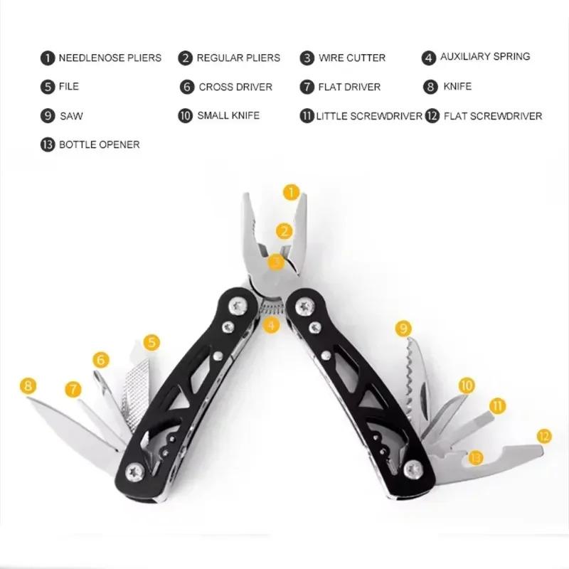 13-in-1 Tactical Multitool Knife Pliers Portable Multi Tool Pocket Knife Screwdriver for Outdoor Survival Camping Hunting Hiking